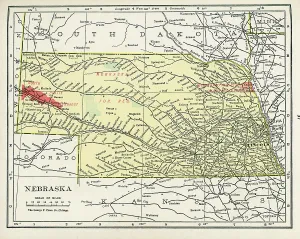 Vintage US Maps Prints: Map Of Nebraska