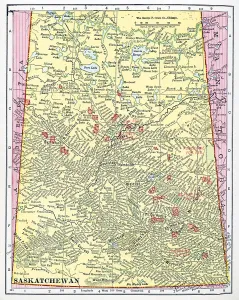 Antique Canadian Maps Prints: Map Of Saskatchewan