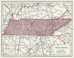 Vintage US Maps Prints: Map Of Tennessee