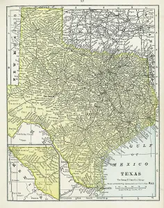 Vintage US Maps Prints: Map Of Texas
