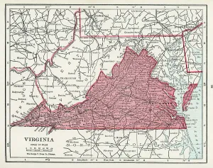 US State Maps Prints: Map Of Virginia
