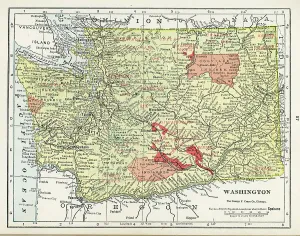 Vintage US Maps Prints: Map Of Washington