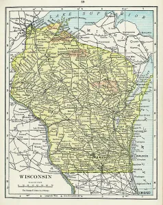 Vintage US Maps Prints: Map Of Wisconsin