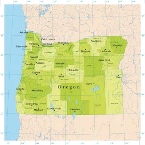 Oregon Vector Map Print - Detailed Administrative Divisions