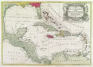 Prints of New and accurate map of the West Indies (colour litho) (Photo by Art Images via Getty Images) Images Dated 2011 February: West Indies Colour Litho Print