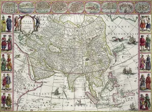 Prints of Asia noviter delineata, 1617 (colour engraving) (Photo by Art Images via Getty Images) Images Dated 2008 February: Private Collection Asia Print, 1617 Colour Engraving