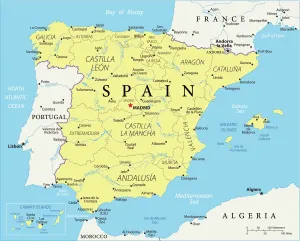 Reference Map of Spain Print: Geographical Overview