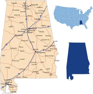 Alabama Road Map Print: Vintage State Highway Illustration