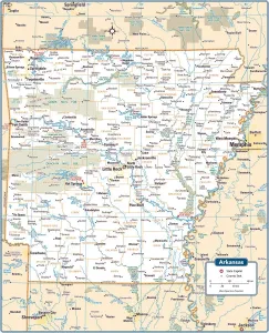 US State Maps Prints: Arkansas State Map