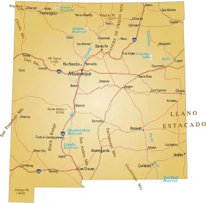 New Mexico Reference Map Print - Vector Illustration
