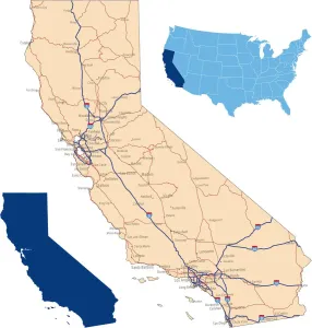 Reference Maps For Design Prints: California road map