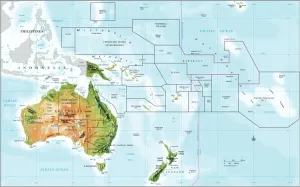 Australia Prints: Oceania Relief Map Print