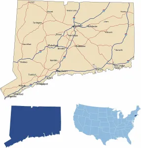 Reference Maps For Design Prints: Connecticut road map