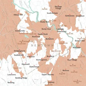 Vector City Maps USA Prints: CT Fairfield Newtown Vector Road Map