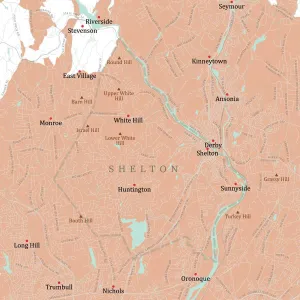 Fairfield and Shelton CT Vector Road Map Print