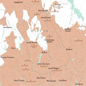 Cartography Design Software Prints: CT Fairfield Wilton Vector Road Map