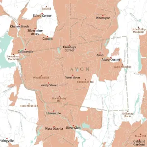Cartography Design Software Prints: CT Hartford Avon Vector Road Map