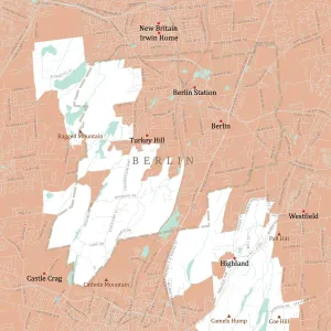 Digitally Generated Image Prints: CT Hartford Berlin Vector Road Map