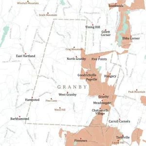 Digital Cartography Design Prints: CT Hartford Granby Vector Road Map