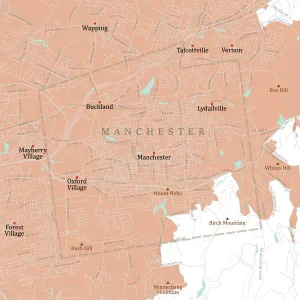 Hartford Manchester Vector Road Map Print