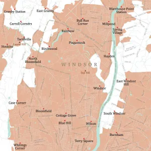 Vector City Maps USA Prints: CT Hartford Windsor Vector Road Map