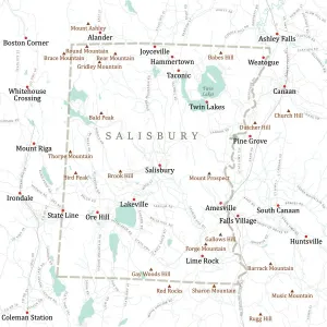 Vector City Maps Design Prints: CT Litchfield Salisbury Vector Road Map