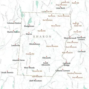 Physical Geography Maps Online Prints: CT Litchfield Sharon Vector Road Map