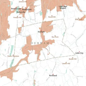 Middlesex and Durham County CT Vector Road Map Print