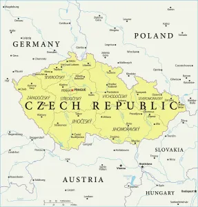 European Country Maps Prints: Czech Republic Reference Map