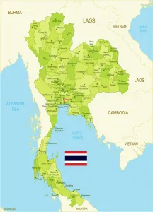 Detailed Thailand Print Map with Surroundings and Provinces