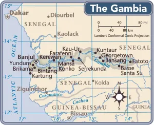 Reference Maps 2011 Edition Prints: The Gambia country map