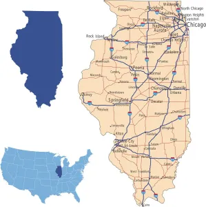 Vintage Style Maps Prints: Illinois road map