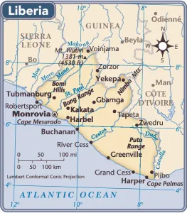 Prints of 2011 edition Map Prints: Liberia Country Map Print (Reference Maps, 2011 Edition)