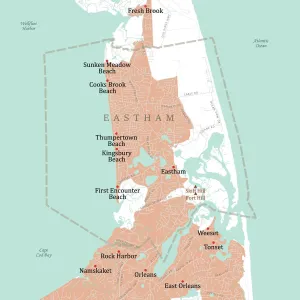 Digital Cartography Design Prints: MA Barnstable Eastham Vector Road Map
