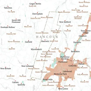 Massachusetts Map Prints: MA Berkshire Hancock Vector Road Map
