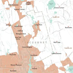 Vector City Maps USA Prints: MA Bristol Acushnet Vector Road Map