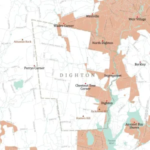 MA Bristol Digthon Vector Road Map Print