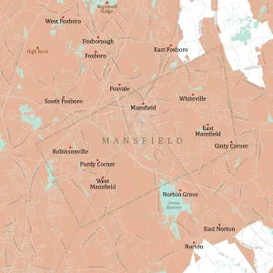 MA Bristol Mansfield Vector Road Map Print