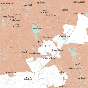 Physical Geography Images Prints: MA Bristol Norton Vector Road Map