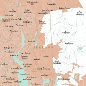 Bristol Seekonk Vector Road Map Print