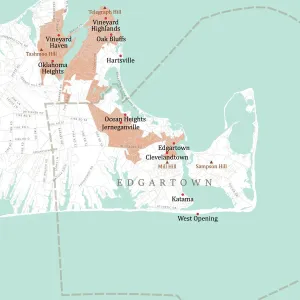 Edgartown, MA Vector Road Map Print