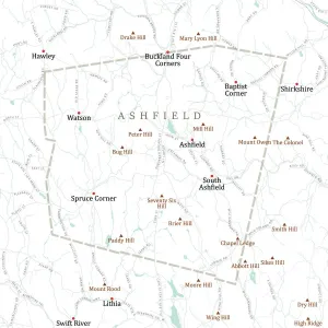 Digital Cartography Design Prints: MA Franklin Ashfield Vector Road Map