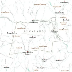 Digital City Maps USA Prints: MA Franklin Buckland Vector Road Map