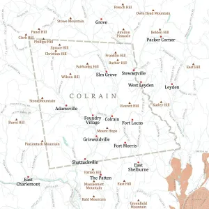 Massachusetts Franklin and Colrain Vector Road Map Print