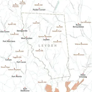 Physical Geography Images Prints: MA Franklin Leyden Vector Road Map
