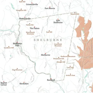 Digital Cartography Design Prints: MA Franklin Shelburne Vector Road Map
