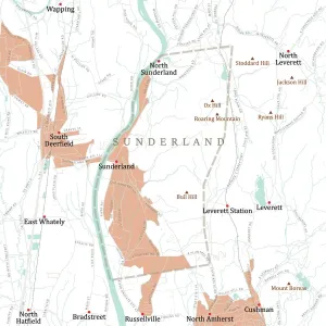 Digitally Generated Cartography Prints: MA Franklin Sunderland Vector Road Map