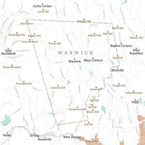MA Franklin Warwick Vector Road Map Print