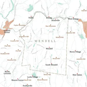 Digital City Maps USA Prints: MA Franklin Wendell Vector Road Map
