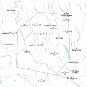 Physical Geography Images Prints: MA Hampden Chester Vector Road Map